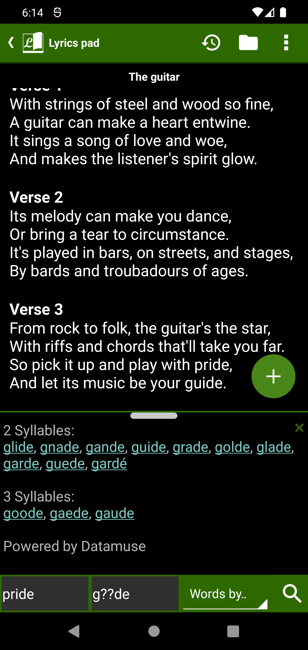 Word-Finder Words by pattern result for g??de showing glide, gnade, gande, guide, grade, golde, glade, garde, guede, garde, goode, gaede, gaude