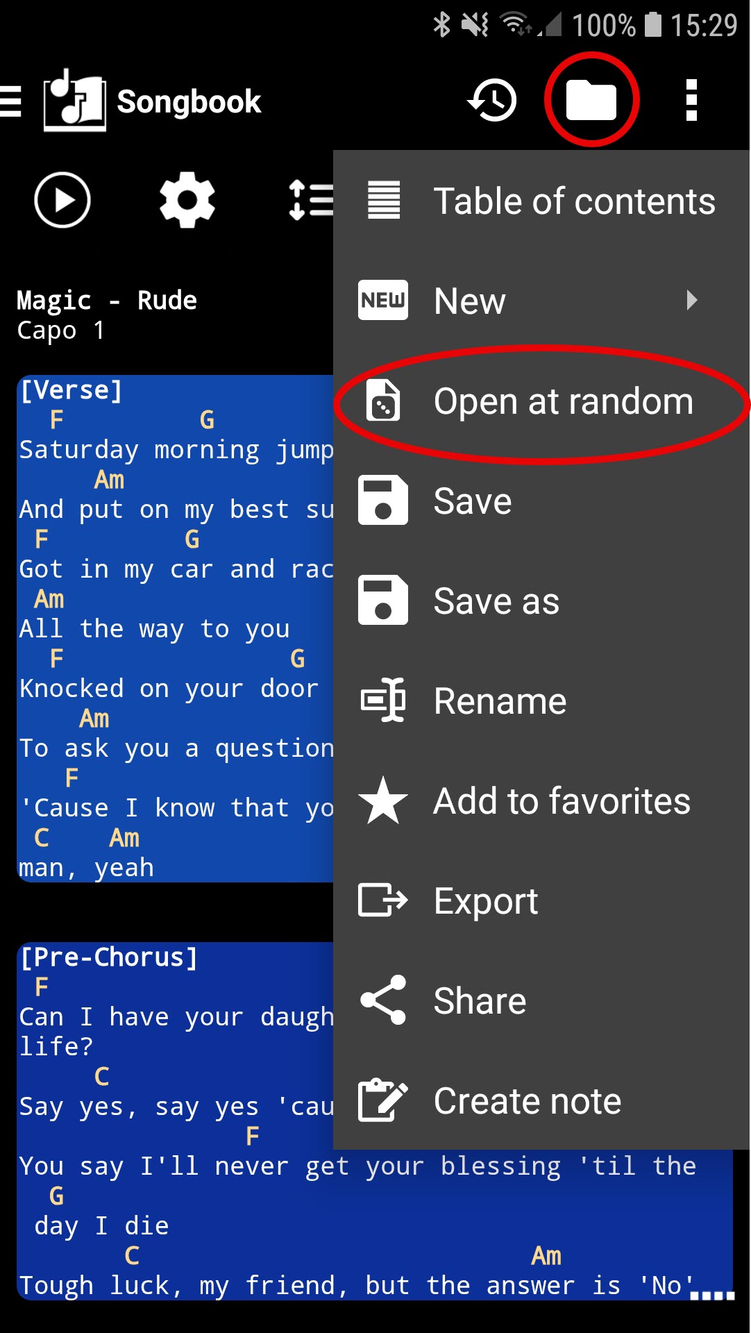 Open At Random – smartChord – musicians best friend